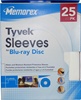 25 pack Memorex Tyvek Sleeves with Window for CD/DVD