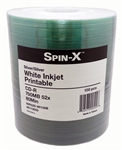100 Pack Spin X White Inkjet Printable CD-R (clear hub)