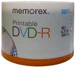 200 Pack Memorex White Inkjet DVD-R 16X