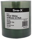 100 Pack Spin X Silver Shiny Digital Audio Music CD-R