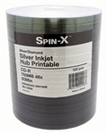 100 Pack 48X Spin X Diamond Silver Inkjet Printable CD-R (printable hub)