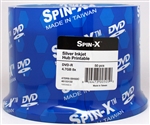 50 Pack 8X Spin X Silver Inkjet printable DVD-R (printable hub)
