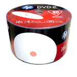 200 Pack HP White Inkjet DVD-R (printable hub)