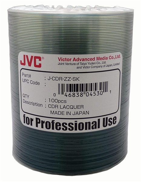 100 Pack JVC Taiyo Yuden Silver Lacquer CD-R in Tape Wrap