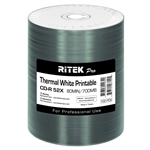 100 Pack Ritek Pro White Thermal Printable CD-R (printable hub)